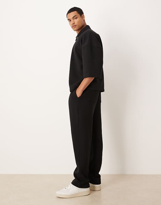 ASOS DESIGN Straight Leg Joggers With Pleat Details In Black