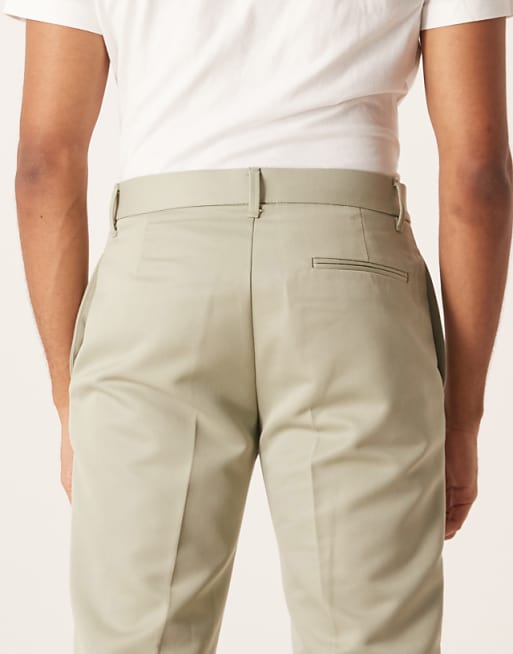 ASOS DESIGN Straight Leg Smart Cropped Trouser With Pintuck Detail In Sage Green