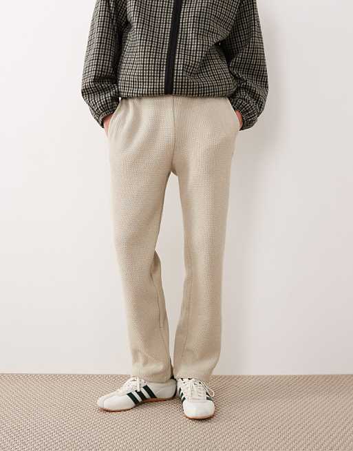 ASOS DESIGN Straight Leg Textured Jogger In Beige