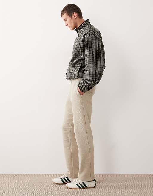ASOS DESIGN Straight Leg Textured Jogger In Beige
