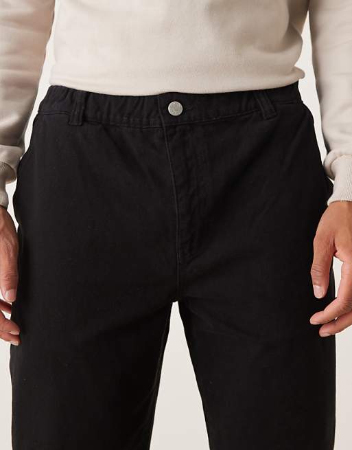 ASOS DESIGN Straight Pull On Chinos In Black