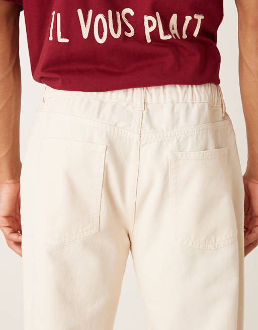 ASOS DESIGN Straight Pull On Chinos In Ecru