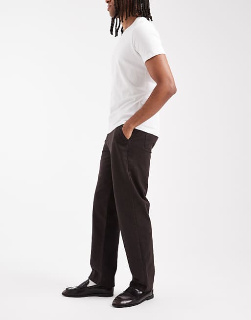 ASOS DESIGN Straight Trousers In Brown