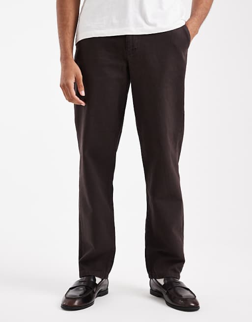 ASOS DESIGN straight trousers in brown
