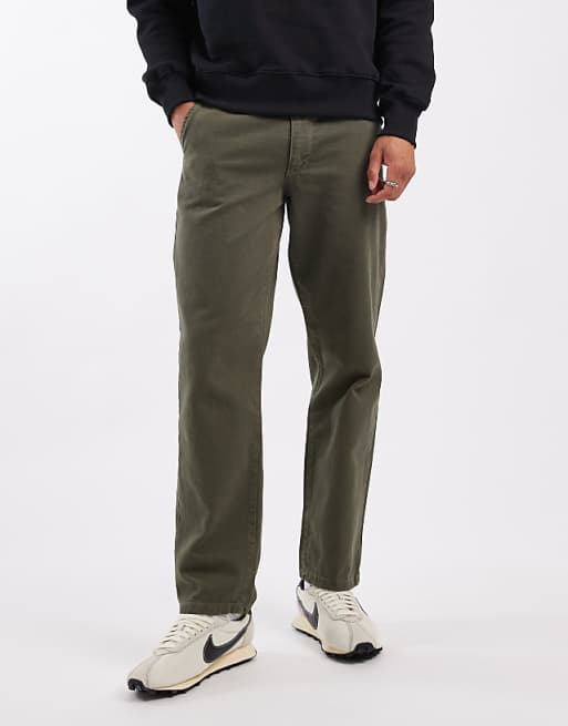 ASOS DESIGN straight trousers in khaki