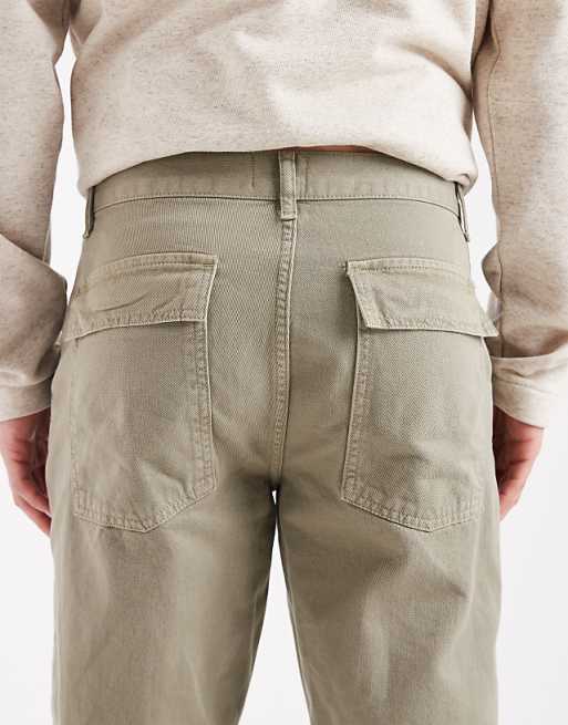 ASOS DESIGN Straight Trousers In Washed Khaki
