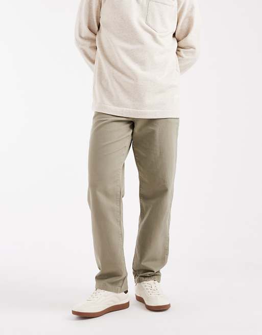 ASOS DESIGN straight trousers in washed khaki