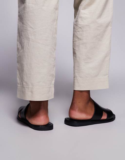 ASOS DESIGN Strap Sandals In Black Leather