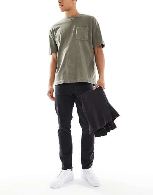 ASOS DESIGN stretch slim jeans in washed black