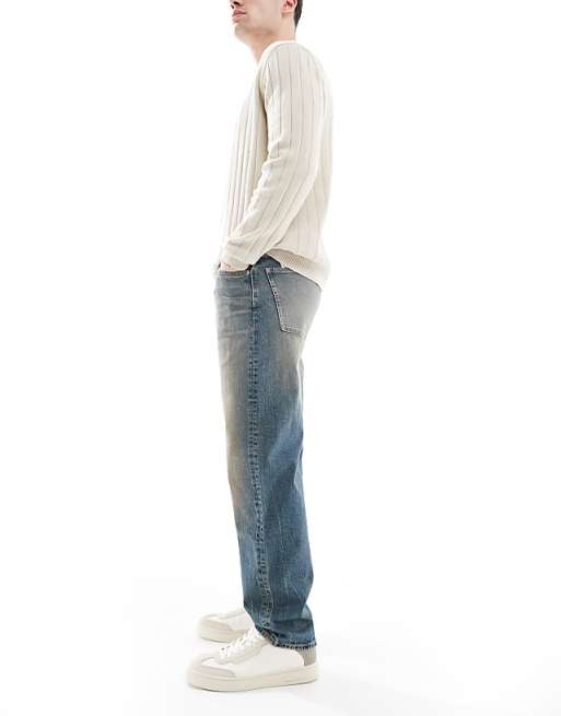 ASOS DESIGN Stretch Straight Jeans With Tint In Light Wash Blue