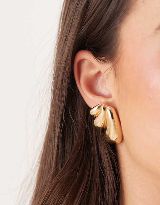 ASOS DESIGN stud earrings in bubble design in gold tone