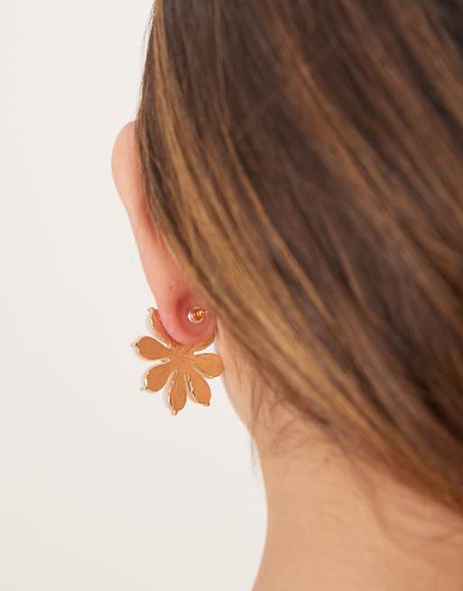 ASOS DESIGN Stud Earrings In Faux Pearl Flowers Design