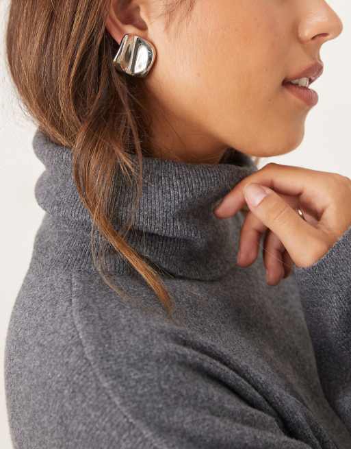 ASOS DESIGN Stud Earrings With Abstract Design In Silver Tone