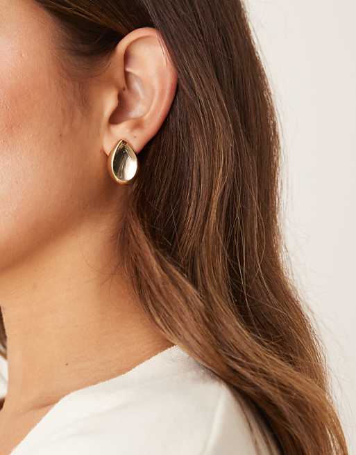 ASOS DESIGN stud earrings with teardrop design in gold tone
