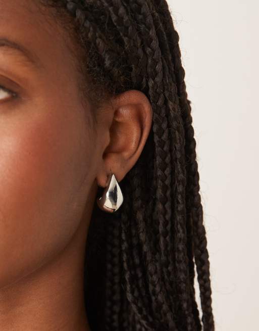 ASOS DESIGN Stud Tear-drop Earrings In Silver Tone