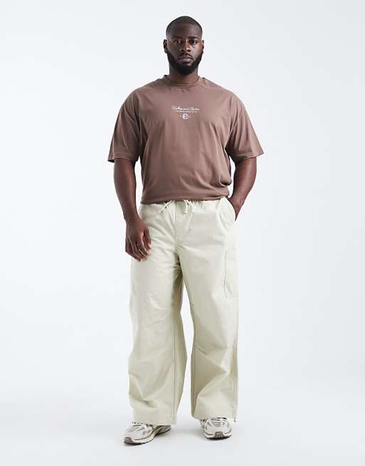 ASOS DESIGN Super Baggy Cargo Trousers In Beige Ripstop