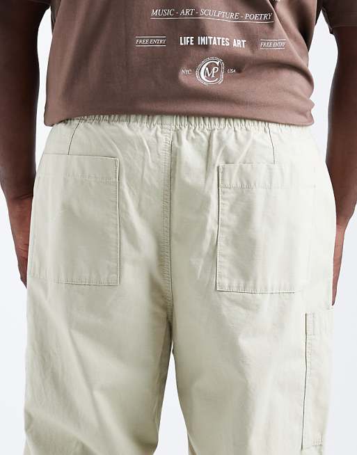 ASOS DESIGN Super Baggy Cargo Trousers In Beige Ripstop