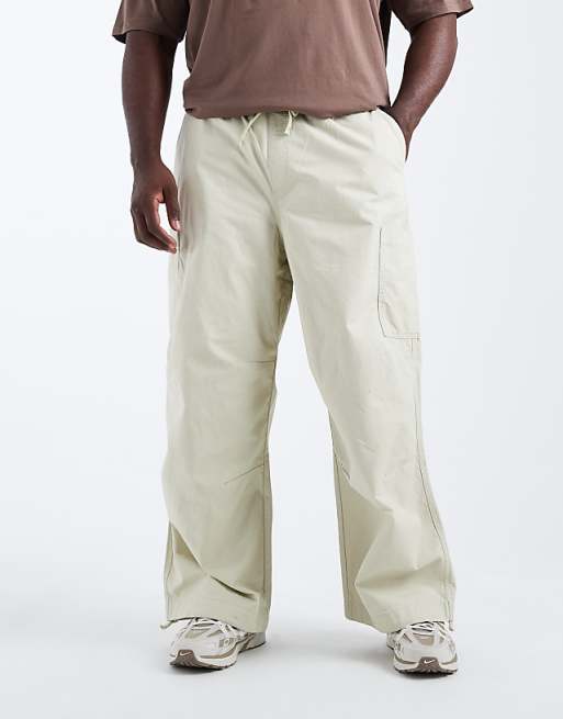 ASOS DESIGN super baggy cargo trousers in beige ripstop