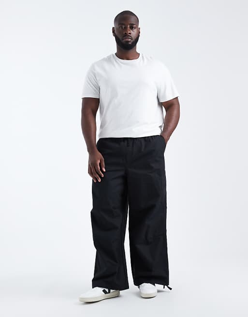ASOS DESIGN Super Baggy Cargo Trousers In Black Ripstop