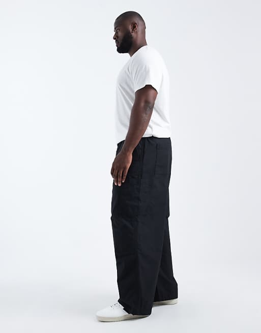 ASOS DESIGN Super Baggy Cargo Trousers In Black Ripstop