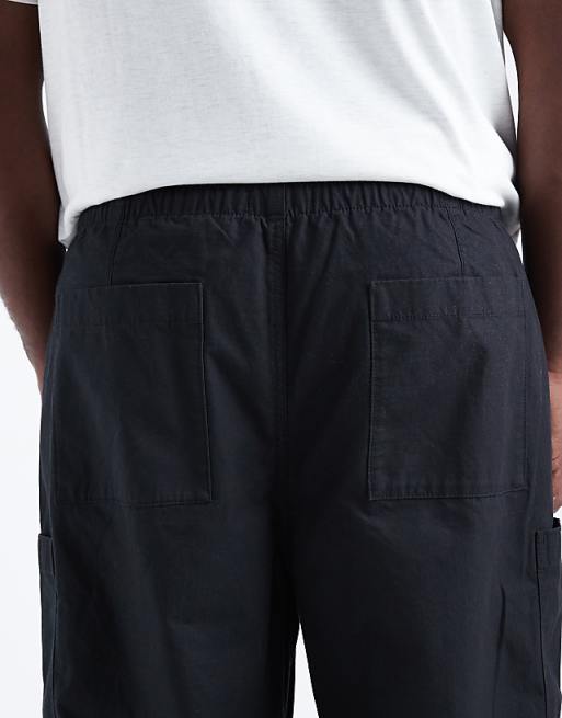 ASOS DESIGN Super Baggy Cargo Trousers In Black Ripstop