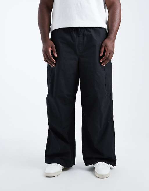 ASOS DESIGN super baggy cargo trousers in black ripstop