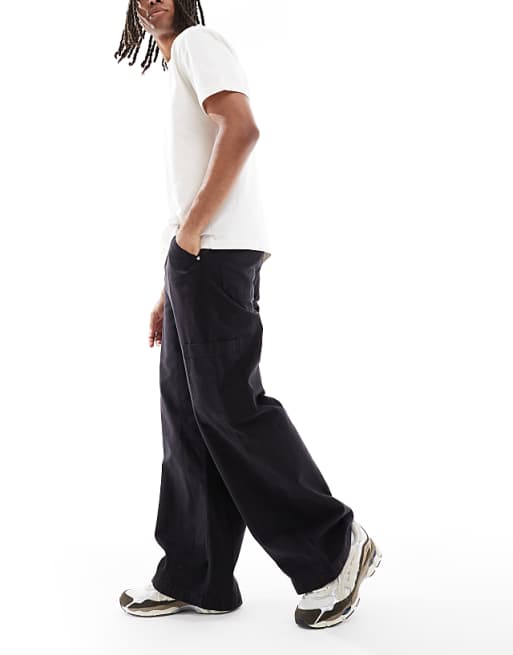ASOS DESIGN super baggy cargo trousers in black