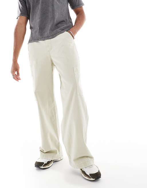 ASOS DESIGN Super Baggy Cargo Trousers In Stone