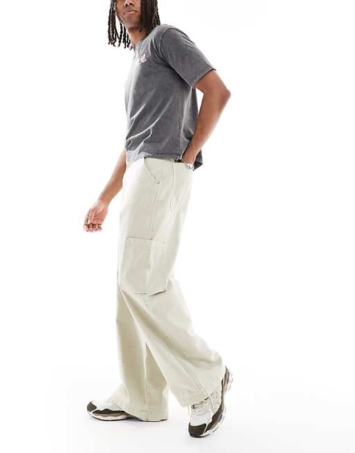 ASOS DESIGN super baggy cargo trousers in stone