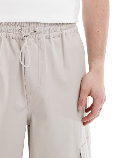 ASOS DESIGN Super Baggy Cargo Trousers With Elasticated Waist In Grey