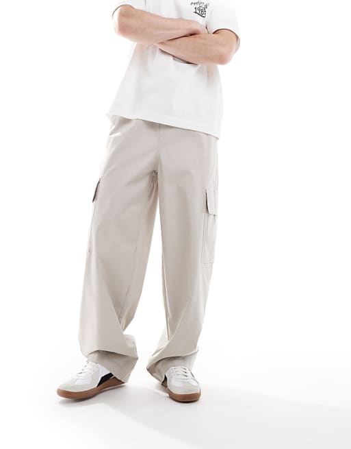 ASOS DESIGN super baggy cargo trousers with elasticated waist in grey