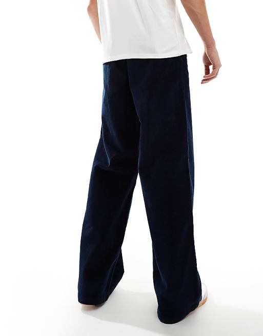 ASOS DESIGN Super Baggy Fit Cord Trouser In Navy