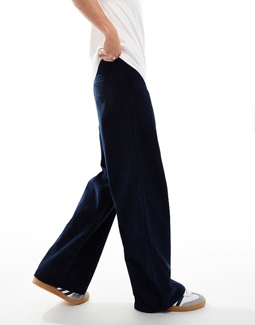 ASOS DESIGN super baggy fit cord trouser in navy