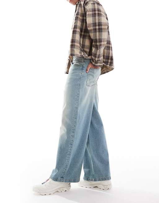 ASOS DESIGN Super Baggy Fit Jeans In Light Wash Blue