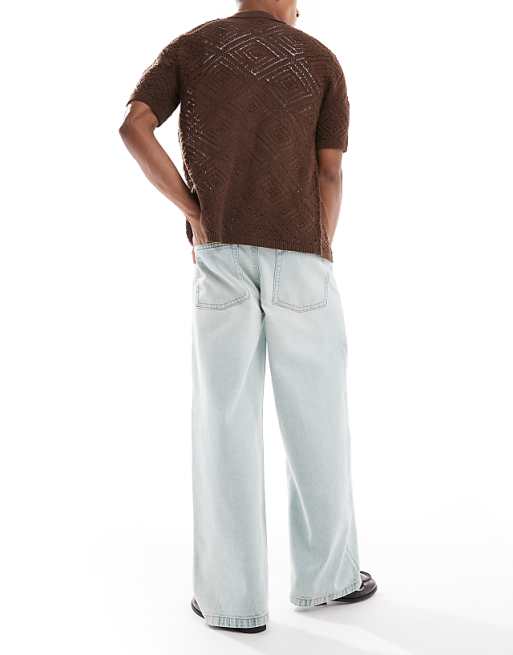 ASOS DESIGN Super Baggy Jeans In Bleach Wash Blue