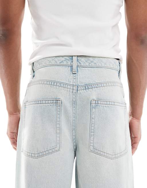 ASOS DESIGN Super Baggy Jeans In Bleach Wash Blue