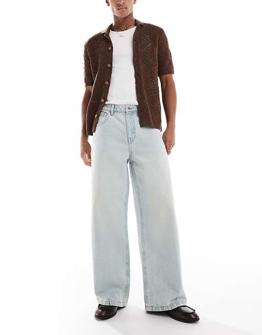 ASOS DESIGN super baggy jeans in bleach wash blue