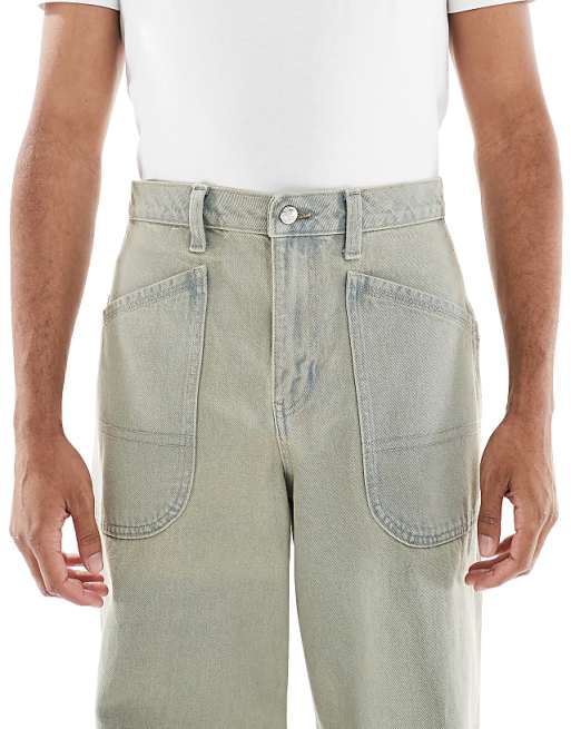 ASOS DESIGN Super Baggy Jeans With Back Adjuster And Tint In Light Wash Blue