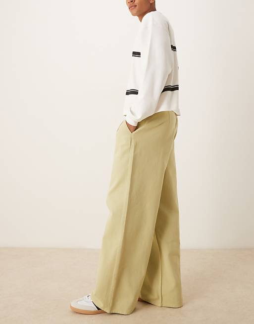 ASOS DESIGN Super Baggy Jeans With Pleats In Green