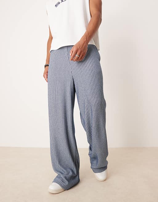 ASOS DESIGN Super Baggy Jogger In Blue Mini Stripe