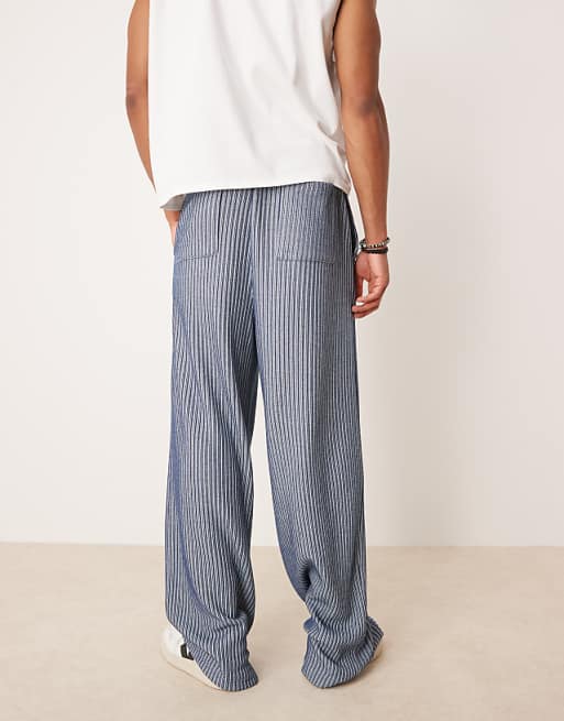 ASOS DESIGN Super Baggy Jogger In Blue Mini Stripe