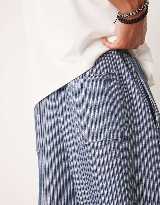 ASOS DESIGN Super Baggy Jogger In Blue Mini Stripe