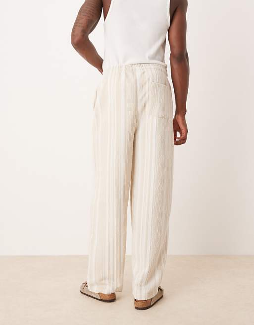 ASOS DESIGN Super Baggy Jogger With Stripes In Beige