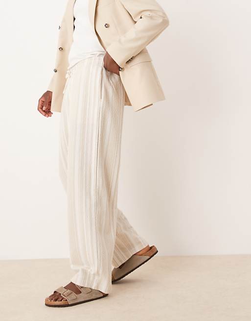 ASOS DESIGN Super Baggy Jogger With Stripes In Beige