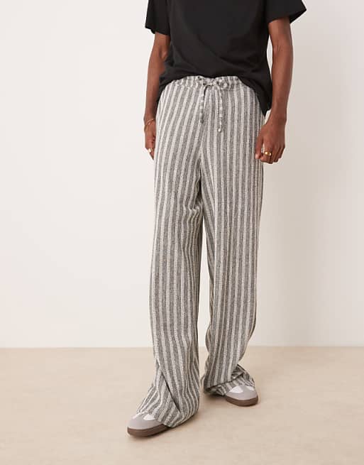ASOS DESIGN Super Baggy Loopback Stripe Joggers In Grey Marl