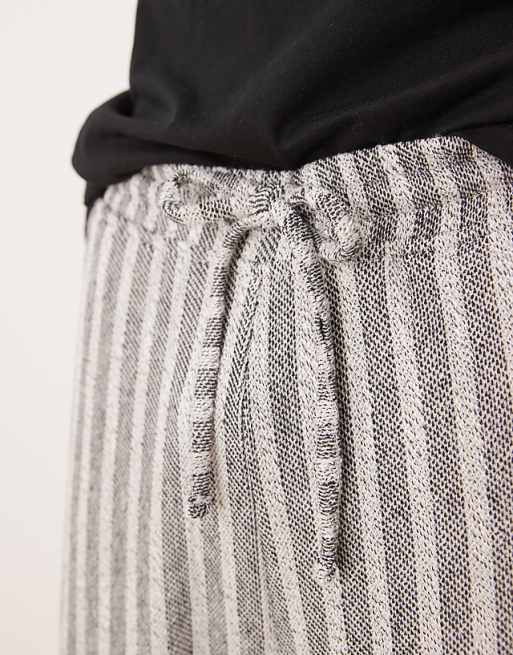 ASOS DESIGN Super Baggy Loopback Stripe Joggers In Grey Marl
