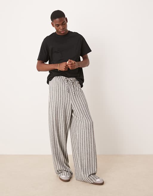 ASOS DESIGN super baggy loopback stripe joggers in grey marl