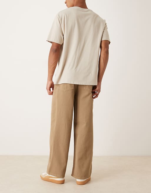 ASOS DESIGN Super Baggy Trousers In Beige With Pleats