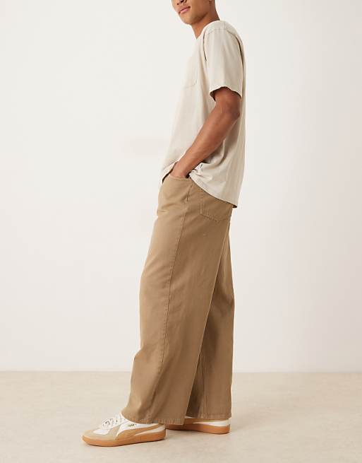 ASOS DESIGN Super Baggy Trousers In Beige With Pleats