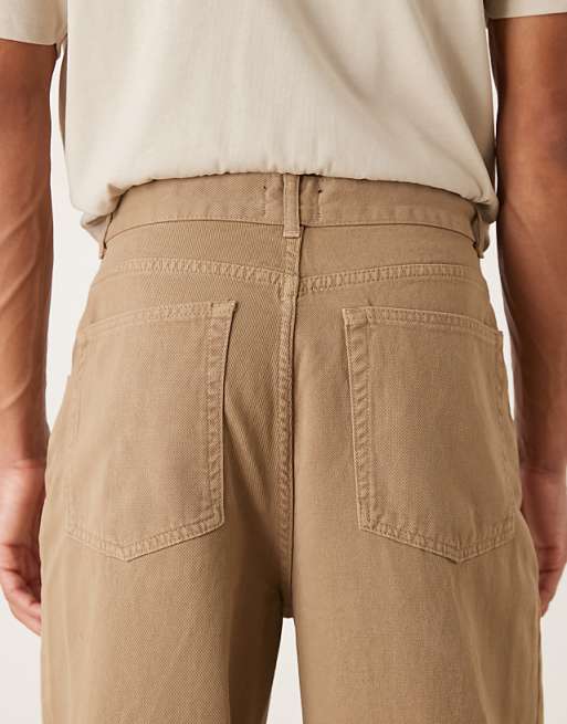 ASOS DESIGN Super Baggy Trousers In Beige With Pleats